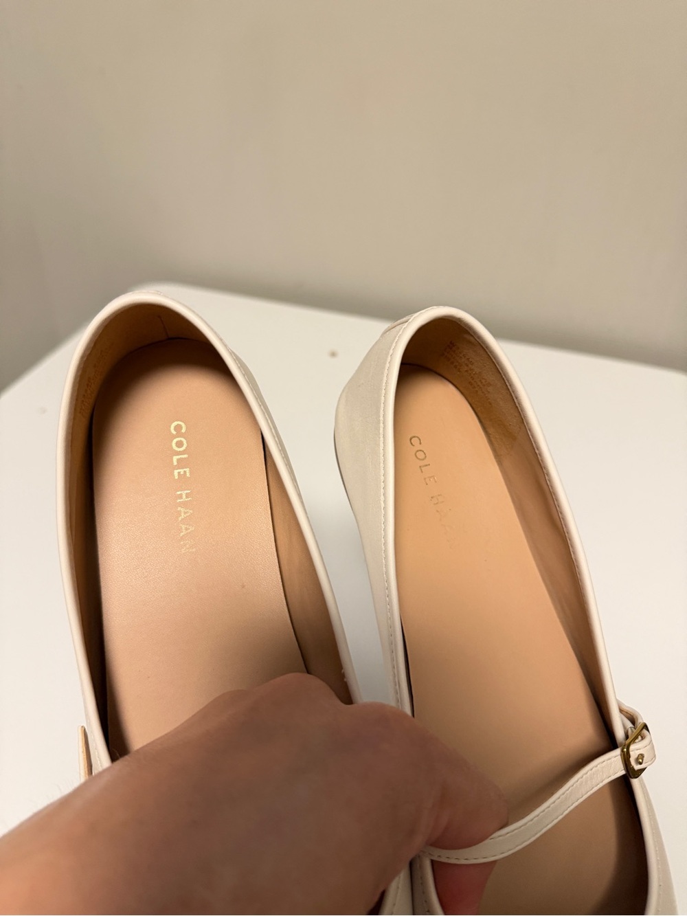 Cole Haan Yelena Mary Jane Ballet Flat, Ivory Leather Shoes Women’s US 8.5 B - Picture 7 of 9